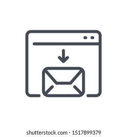 Receive email online line icon. Website browser tab with incoming mail vector outline sign.