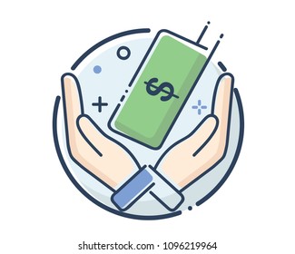 receive fees icon set design illustration,line filled style design, designed for web and app