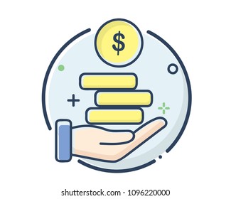 receive fees icon set design illustration,line filled style design, designed for web and app