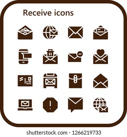  receive icon set. 16 filled receive icons. Simple modern icons about  - Envelope, Email, Mail, Sms, Spam, Private message