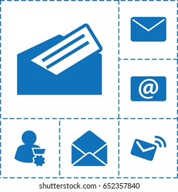 Receive icon. set of 6 receive filled icons such as envelope, email, letter, mail