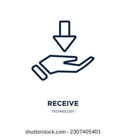 icono de recepción de la colección de tecnología. Icono de recepción lineal delgada, negocio, contorno de servicio aislado en fondo blanco. Signo de recepción de vector de línea, símbolo para web y móvil