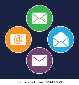 Receive icons set. set of 4 receive filled icons such as envelope, email