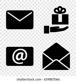 Receive icons set. set of 4 receive filled icons such as envelope, email, mail