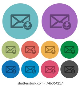 Receive mail darker flat icons on color round background
