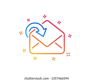 Receive Mail download line icon. Incoming Messages correspondence sign. E-mail symbol. Gradient design elements. Linear receive Mail icon. Random shapes. Vector