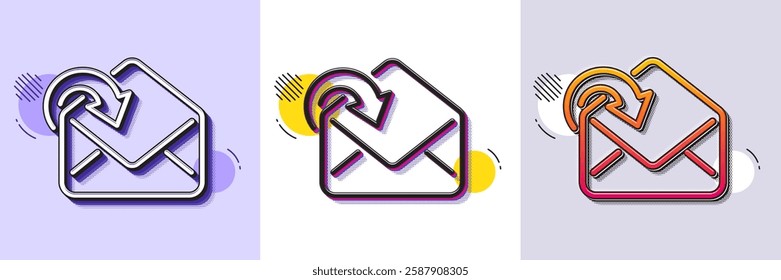 Receive Mail download line icon. Halftone dotted pattern. Gradient icon with grain shadow. Incoming Messages correspondence sign. E-mail symbol. Line receive Mail icon. Various designs. Vector