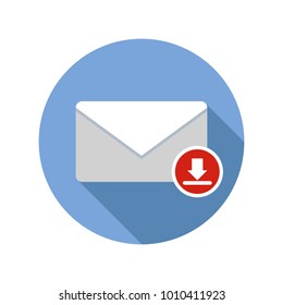 Receive mail icon. Email icon with long shadow. Vector Flat Illustration