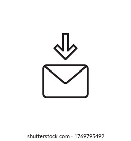 receive mail icon outline design vector illustration black style. isolated on white background