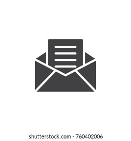 Receive mail icon vector, filled flat sign, solid pictogram isolated on white. Opened envelope with letter inside symbol, logo illustration.
