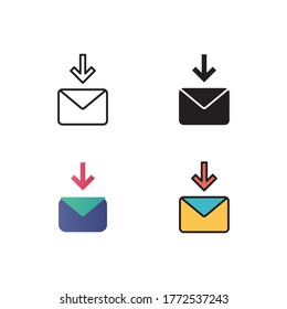 receive mail icon vector illustration with different style color. isolated on white background