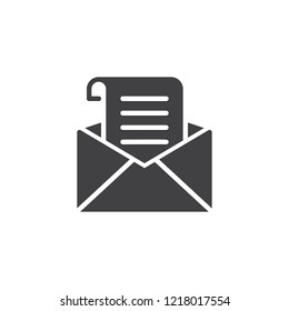 Receive mail vector icon. filled flat sign for mobile concept and web design. Open envelope with letter simple solid icon. Symbol, logo illustration. Pixel perfect vector graphics