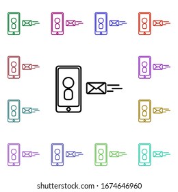 Receive a message to the phone multi color style icon. Simple thin line, outline vector of conferencing icons for ui and ux, website or mobile application