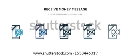 receive money message icon in different style vector illustration. two colored and black receive money message vector icons designed in filled, outline, line and stroke style can be used for web,