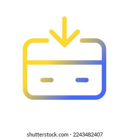 Erhalten Sie Geld Pixel perfekte Farbverlauf-Linear-Icon. Transaktionen mit elektronischen Geldern. Eingehende Zahlung. Zeilennutzer-Schnittstellensymbol Modernes Piktogramm. einzelne Vektorgrafik