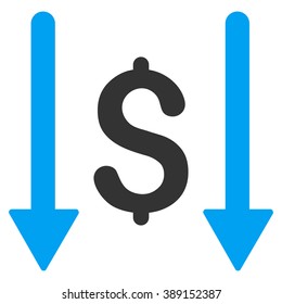Receive Money vector icon. Style is bicolor flat symbol, blue and gray colors, white background.