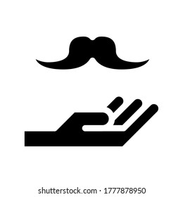 receive moustache icon vector illustration glyph style. father's day icon set.