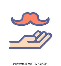 receive moustache icon vector illustration filled outline style. father's day icon set.