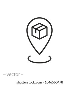 receive order in pick up and collection point, click and collect icon, delivery services, e-commerce concept - editable stroke vector illustration eps 10