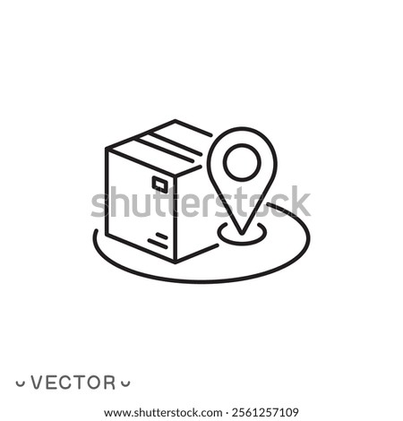 receive order in pick up and collection point icon, click and collect icon, delivery services, e-commerce concept, thin line symbol isolated on white background, editable stroke eps 10 vector