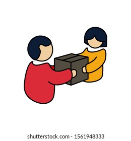 receive ordered items, outline e commerce illustration, outline e commerce icon.