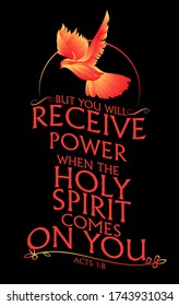 Receive power when the Holy spirit comes on you christian quote poster vector