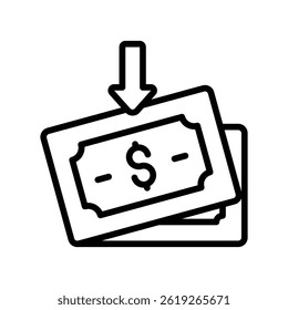 Receive Salary Vector outline icon. Eps10 file 