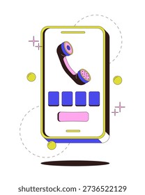 Receive sms code by phone modern onboarding illustration. Secure two factor login. Call message verification. 4 digit input. Web design UI. Flat vector concept. Mobile app intro. Minimal UX scene