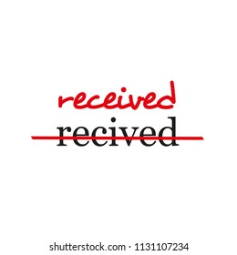 "received" crossed out and corrected text, most common error in English words