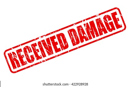 RECEIVED DAMAGE red stamp text on white