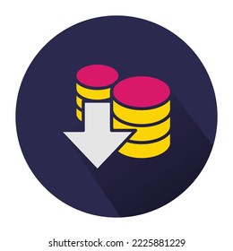 received data icon. isolated background with long shadow
