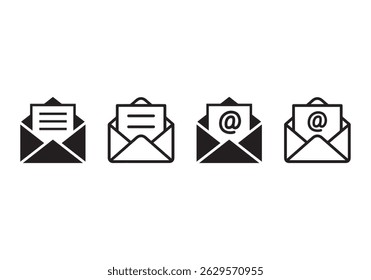 Received email different style icon set. Line, glyph and filled outline colorful version, outline and filled vector sign. Symbol, logo illustration. Vector graphics