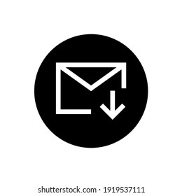 Icono de correo electrónico recibido en estilo redondo negro