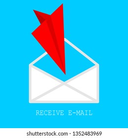 Received e-mail icon. Concept with envelope for web. Vector flat icon. 