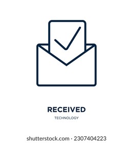 icono recibido de la colección de tecnología. Icono de esquema de servicio, de recepción lineal delgada, aislado en fondo blanco. Signo de vector de línea recibido, símbolo para web y móvil