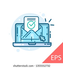 Received a letter. The affirmative. Vector modern line design illustration icon