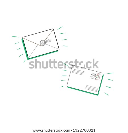 Received letter with stamp on white background