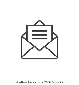 Received mail line icon. linear style sign for mobile concept and web design. An open envelope outline vector icon. Reading message symbol, logo illustration. Vector graphics