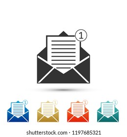 Received message concept. Envelope icon isolated on white background. New, email incoming message, sms. Mail delivery service. Set elements in colored icons. Flat design. Vector Illustration