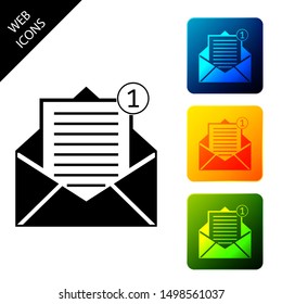 Received message concept. Envelope icon isolated. New, email incoming message, sms. Mail delivery service. Set icons colorful square buttons. Vector Illustration