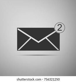 Received message concept. New, email incoming message, sms. Mail delivery service. Envelope icon isolated on grey background. Flat design. Vector Illustration