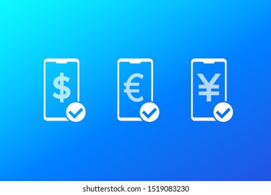 received payments, money icons, vector