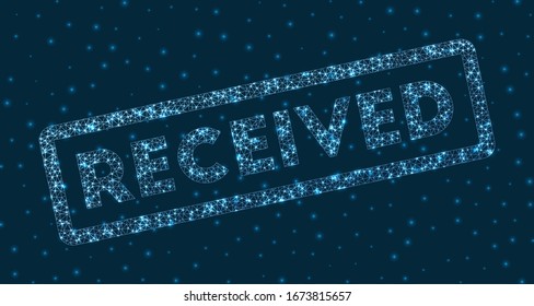 Received word in digital style. Glowing geometric Received badge. Modern vector illustration.