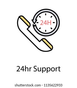 
Receiver and clock with 24 H stamp, icon to illustrate 27-7 support 
