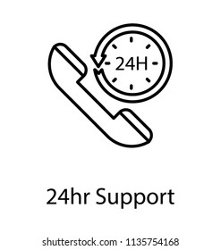 
Receiver and clock with 24 H stamp, icon to illustrate 27-7 support 
