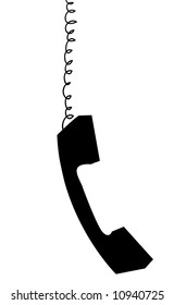 Receiver handset from  telephone hanging down - vector