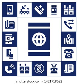 receiver icon set. 17 filled receiver icons.  Collection Of - Smartphone, Telephone, Call, Phone, Phone call, Satellite dish, Walkie talkie, No phone