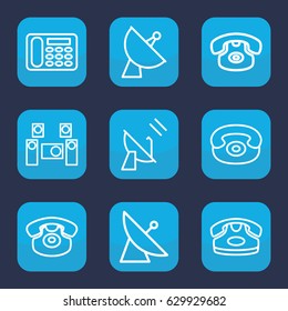 Receiver icon. set of 9 outline receiver icons such as satellite, desk phone