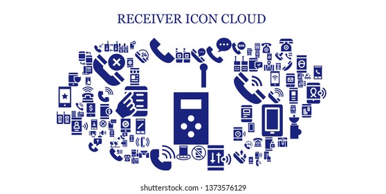 receiver icon set. 93 filled receiver icons.  Simple modern icons about  - Walkie talkie, Phone call, Telephone, No phone, Smartphone, Call, Walkie talkies, Phone, Satellite dish