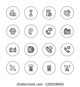 Receiver icon set. collection of 16 outline receiver icons with antenna, call, phone call, phone, received, telephone icons.